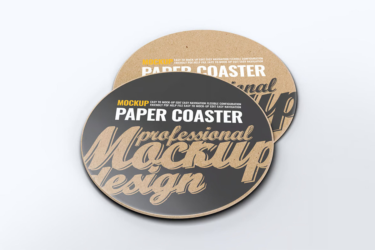 Paper Coaster Mockup, an Advertising Mockup by Hubzway (Photo 7 of 9)