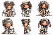 Easter Girl and Bunny Watercolor Cli, an Illustration by DreamPrint404 (Thumbnail 5 of 6)