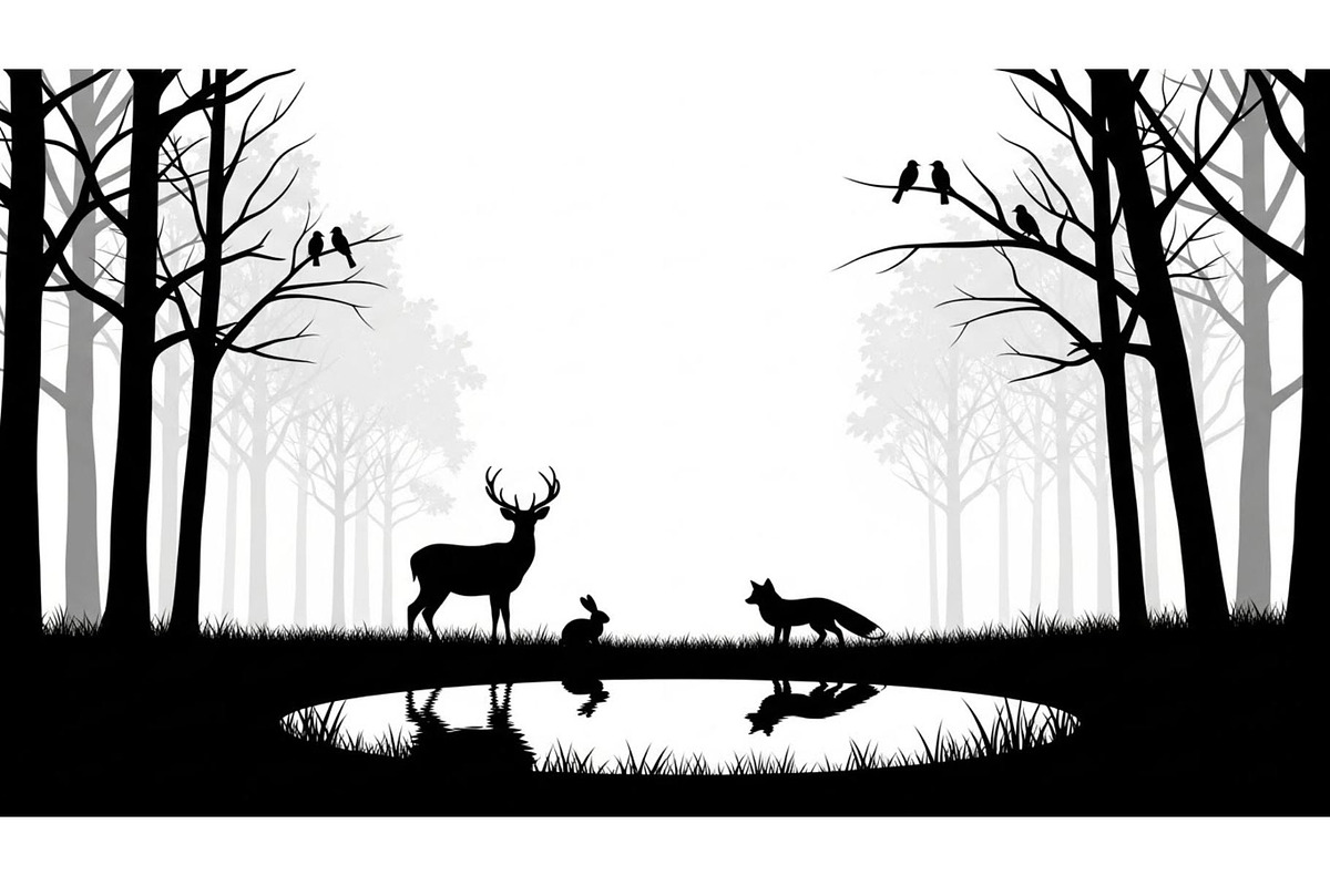 Wildlife Forest Silhouette Vector Bu, an Illustration by Designs_River (Photo 14 of 51)