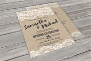 Burlap and Lace Wedding Invitations, an Invitation Template by Blush Roses Print (Thumbnail 3 of 4)
