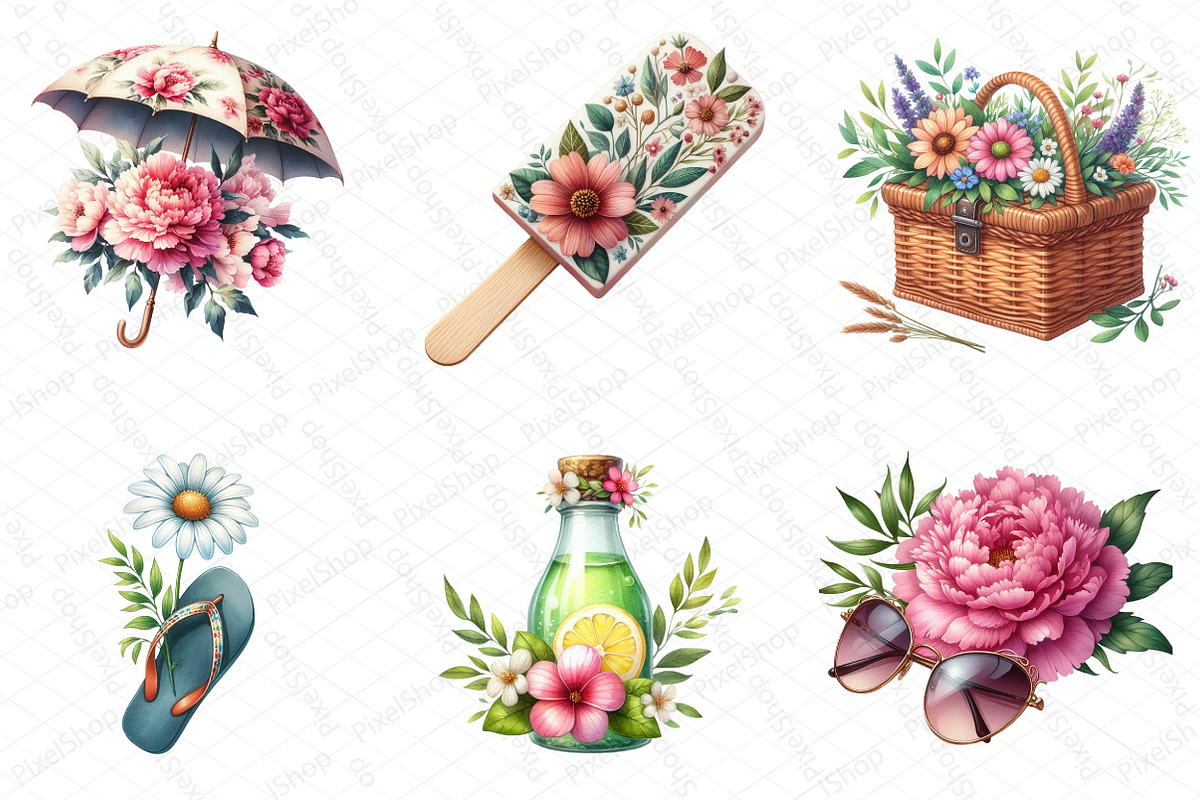Floral Summer Sublimation Clipart, an Illustration by DreamPrint404 (Photo 3 of 5)