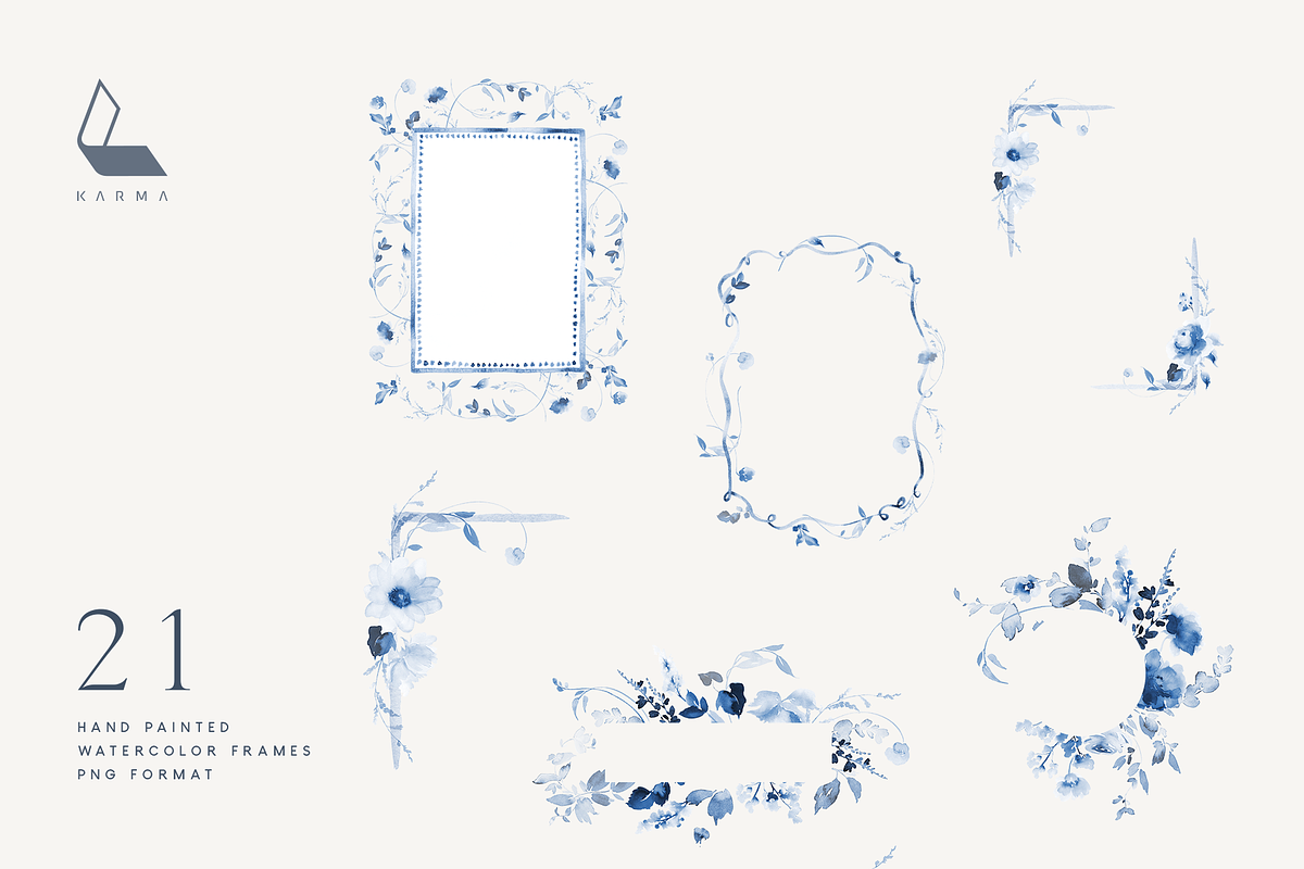 Dusty Blue Floral Wedding Set, an Illustration by Karma (Photo 7 of 16)