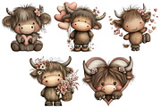 Quirky Valentine Highland Cow Clipar, an Illustration by Craft Nest (Thumbnail 10 of 10)