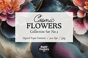 Cosmic Flowers Digital Paper Pack #1, a Pattern Graphic by Happy Creators Co. (Thumbnail 1 of 7)