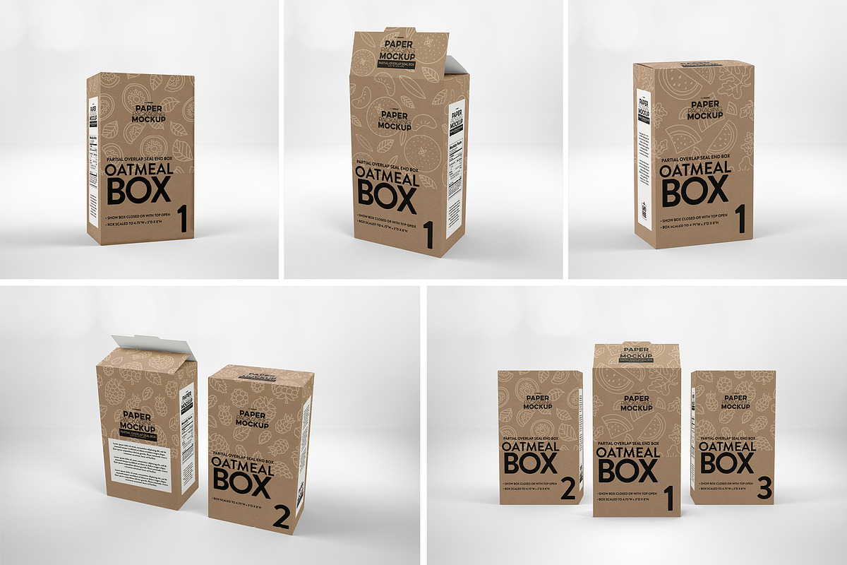 Paper Oatmeal Box Packaging Mockup, a Cups & Container Mockup by INCDesign (Photo 12 of 14)