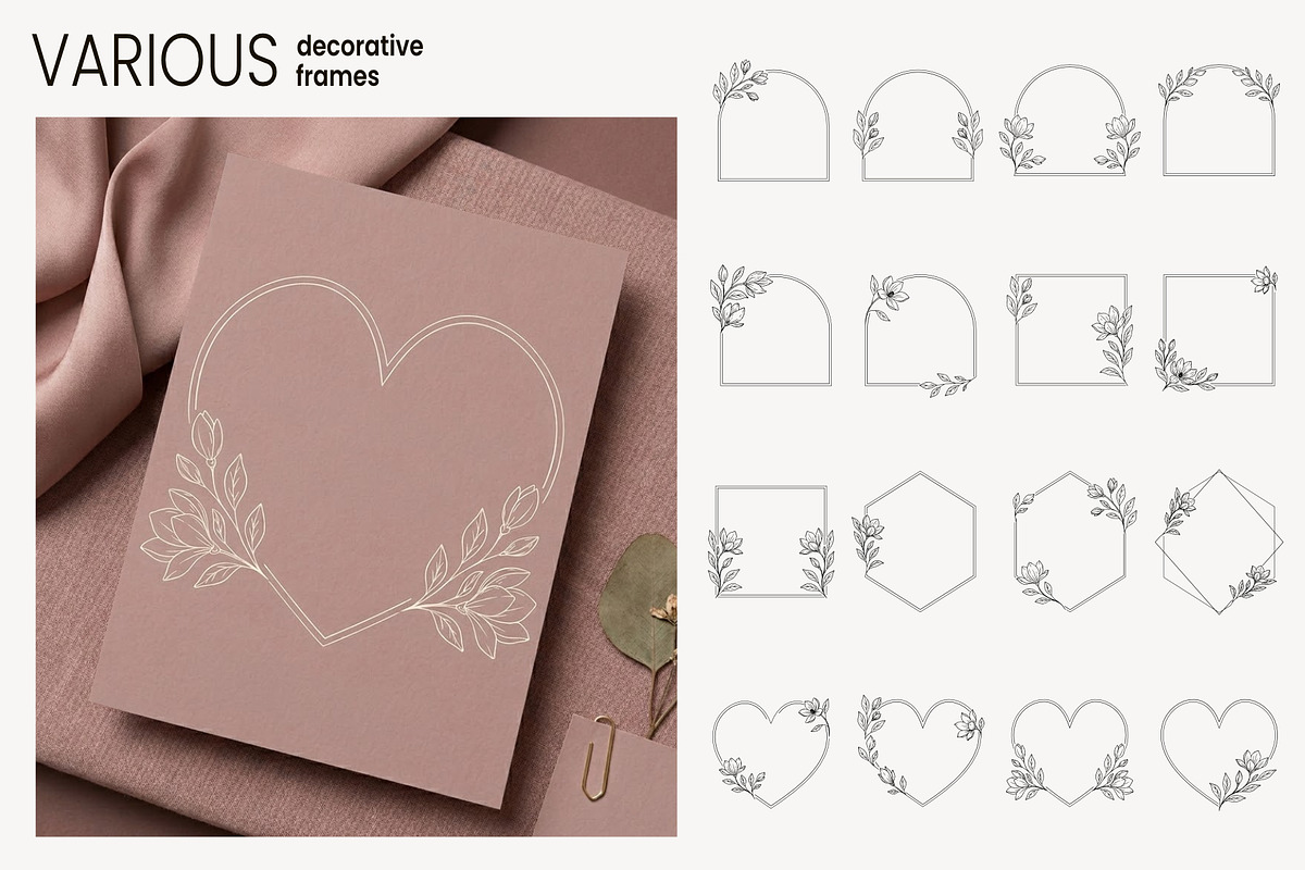 Magnolia Wedding Frames & Clipart, a Decorative Illustration by moja doodle (Photo 3 of 9)