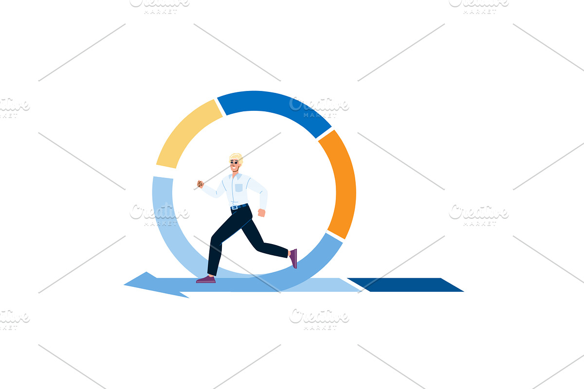 Businessman running inside agile, a Finance Illustration by pikepicture