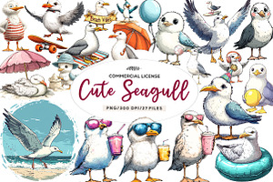 Cute Seagull Clipart, an Illustration by CreationArt
