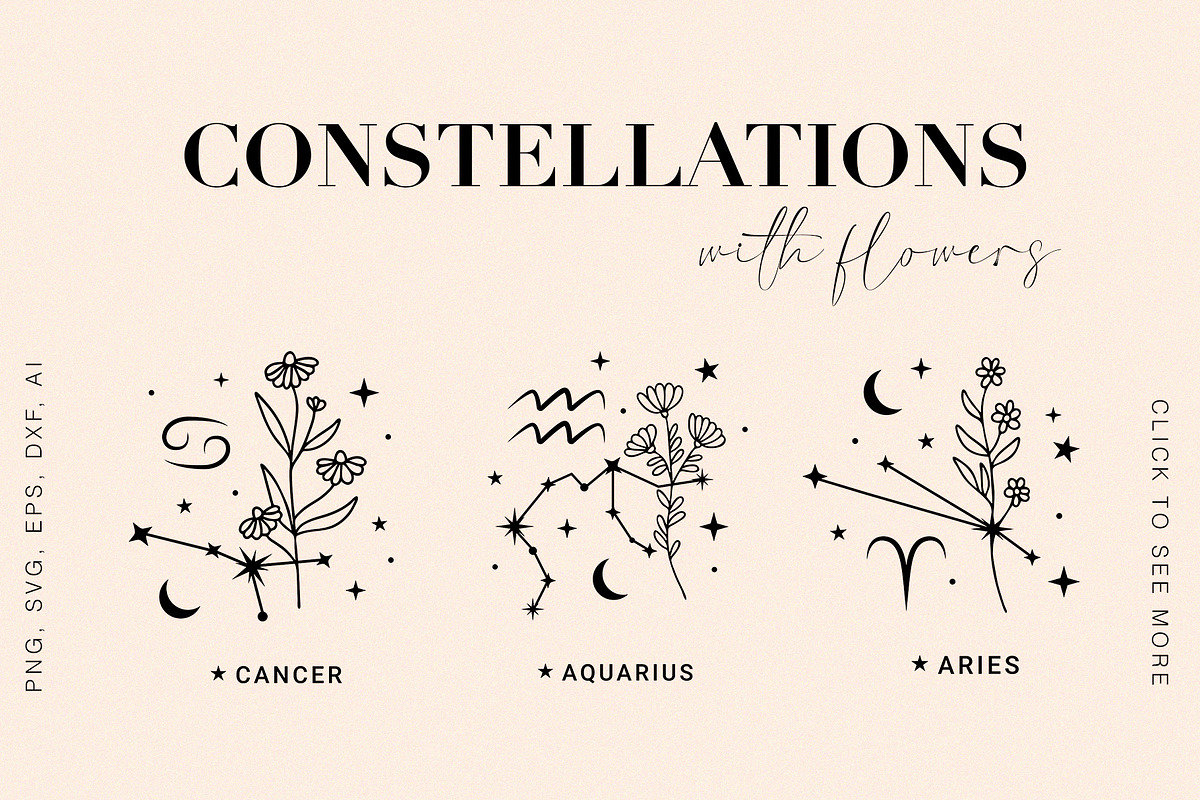 Zodiac constellations with flowers, an Illustration by Art Dari Autumn (Photo 3 of 8)