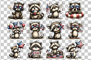 Patriotic Raccoon Watercolor Clipart, a Seasonal Illustration by Nicolle's Colorful Art (Thumbnail 3 of 3)