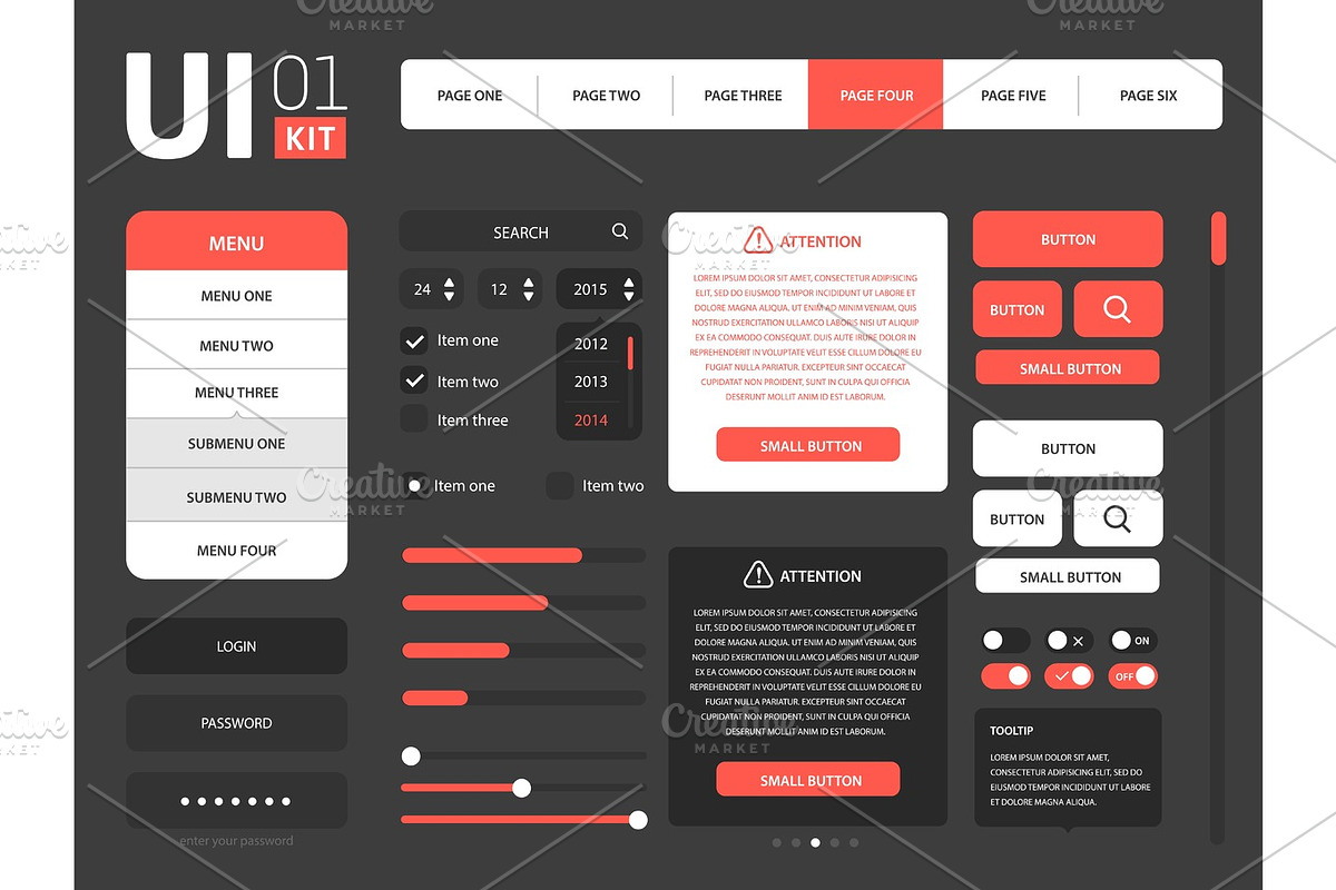 Vector UI template, an UI Kit Template by ToozDesign