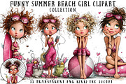 Funny Summer Beach Girl Clipart, an Illustration by OK Design (Thumbnail 1 of 6)
