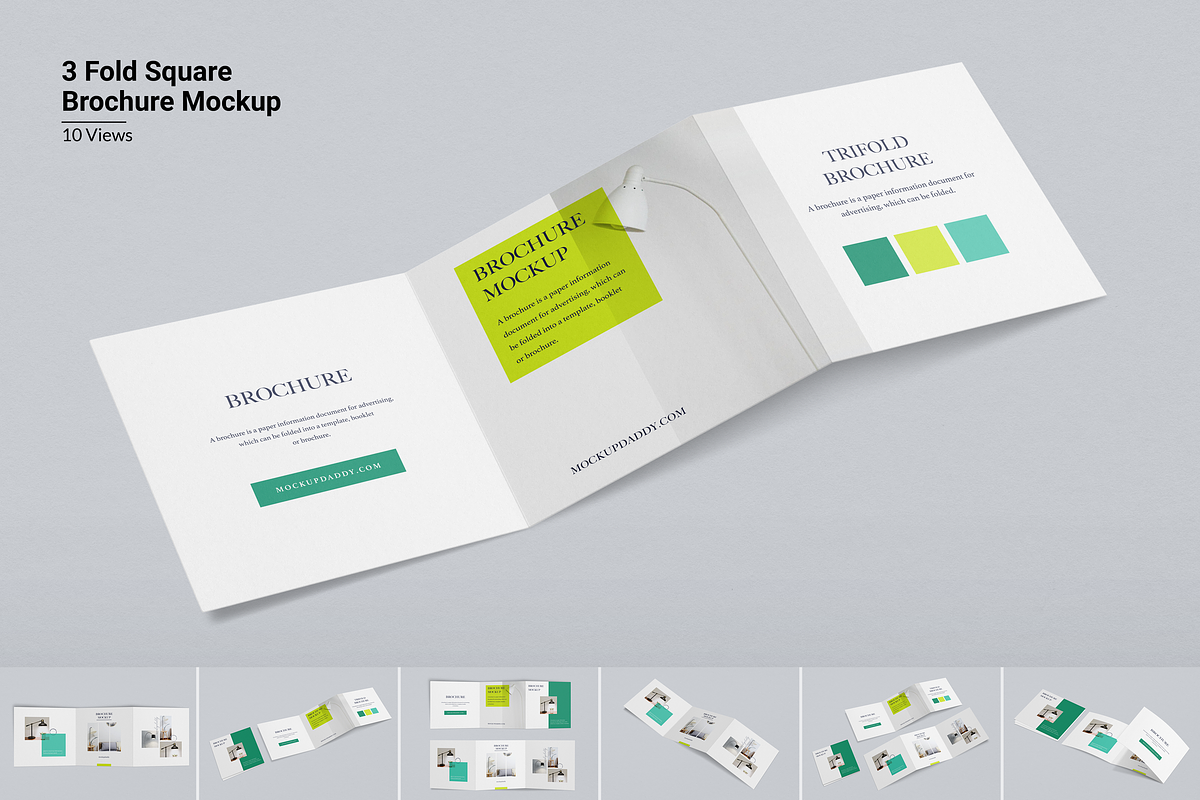 3 Folds Square Brochure Mockup