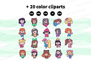 Cute Kawaii Chibi Girls Characters, a Person Illustration by Palau (Thumbnail 10 of 12)