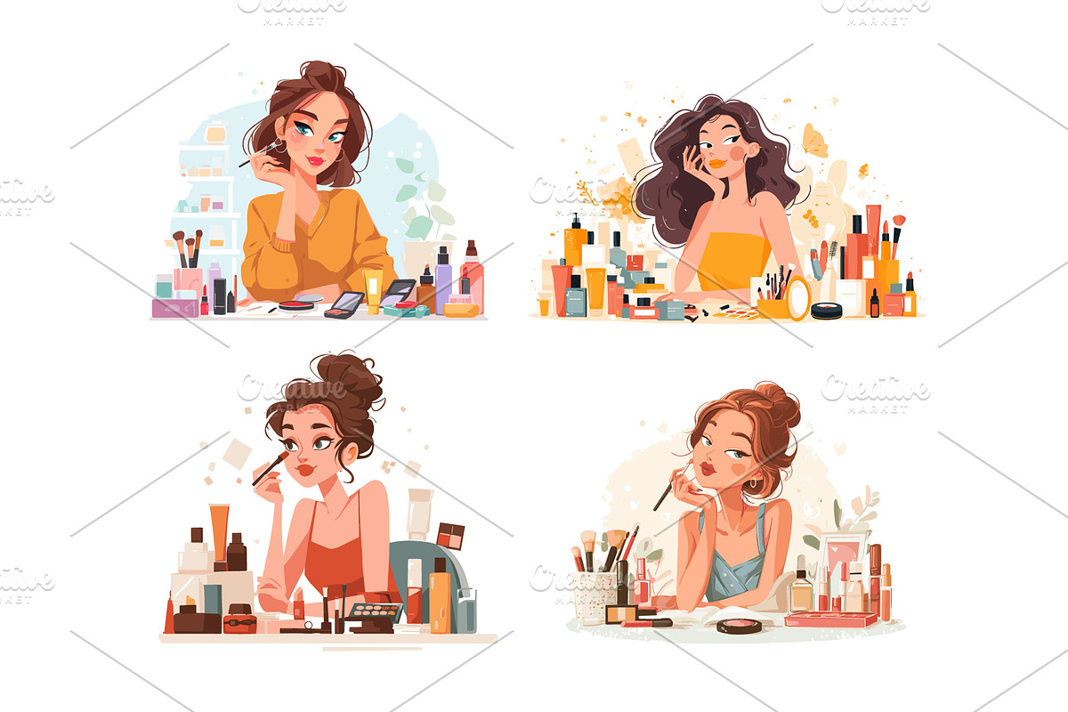 Cosmetic products cartoon vector set, an Object Illustration by Onyx