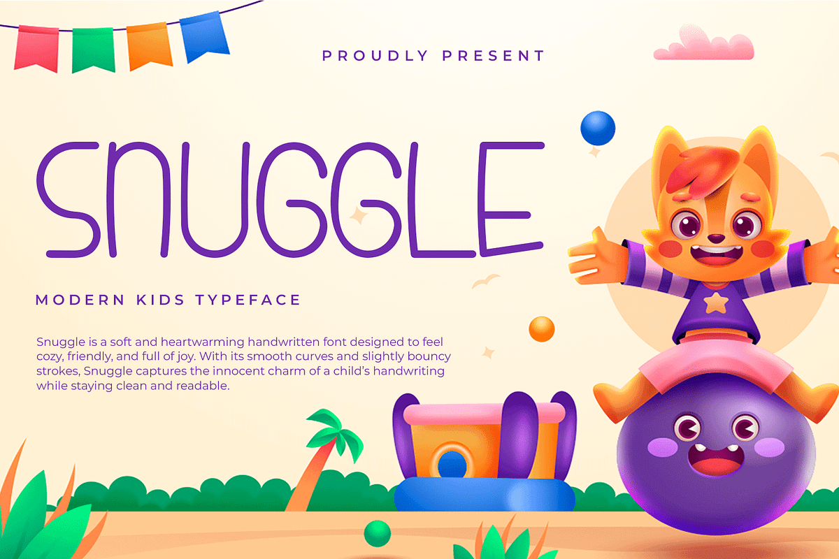 Snuggle – Modern Kids Typeface, a Handwritten Font by overlaytemplates (Photo 1 of 5)