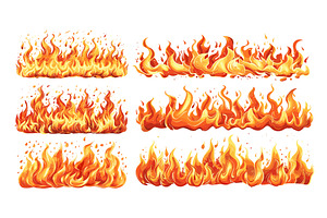 Fire borders cartoon vector set, an Illustration by Onyx