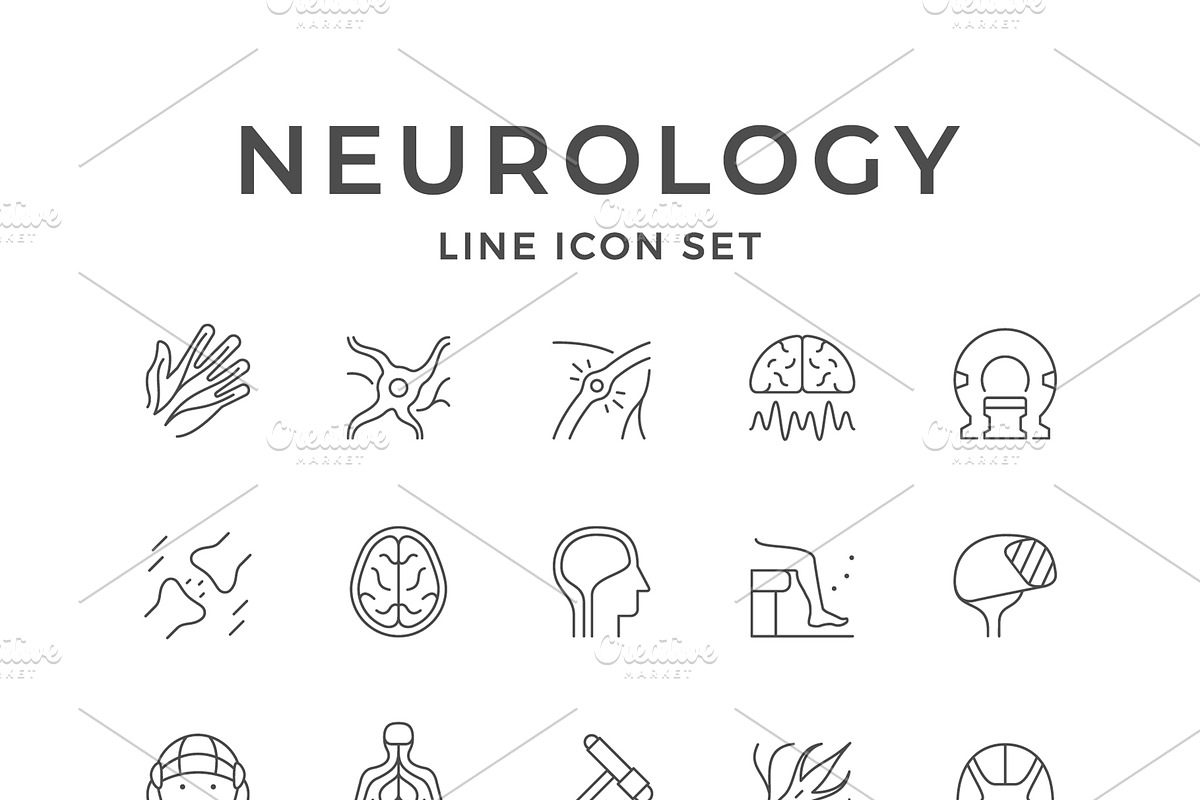 Set line icons of neurology, an Outline Icon by motorama
