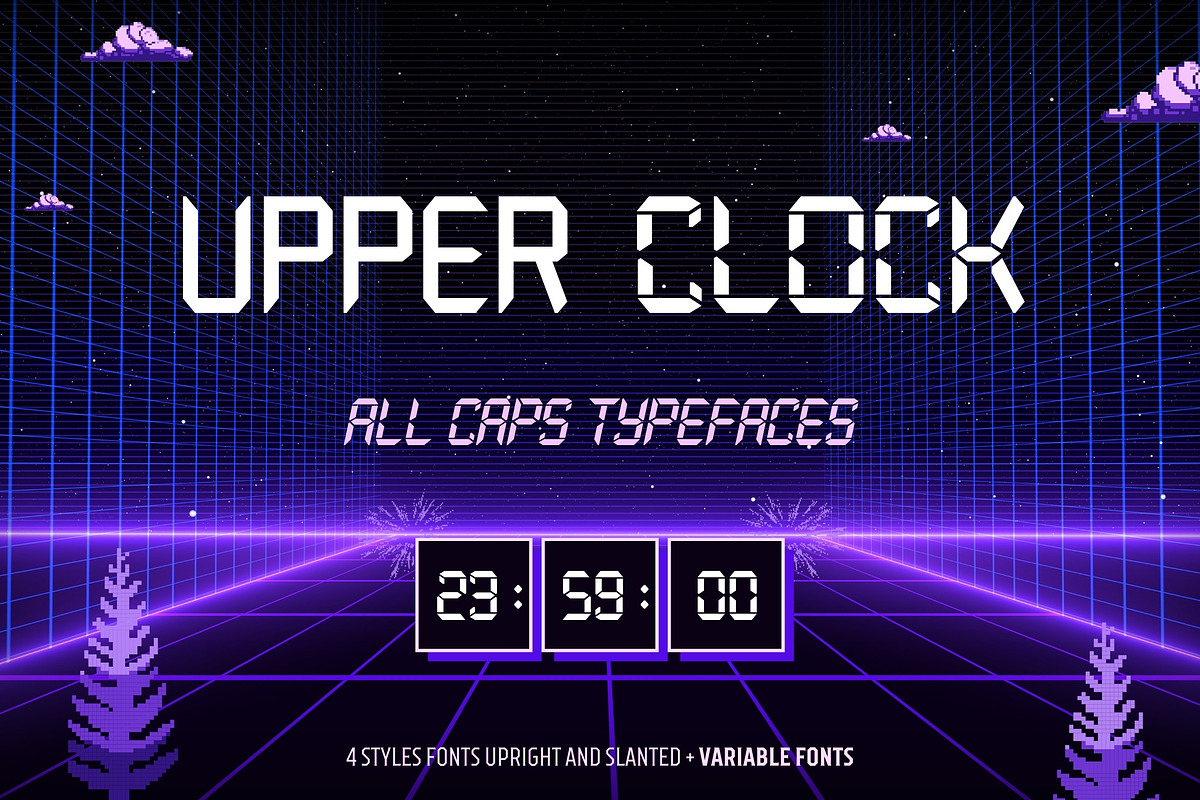Upper Clock Digital 4 All-cap Font, a Handwritten Font by Casloop Studio (Photo 1 of 8)