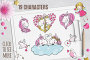 Romantic set with Cute Unicorns, a Decorative Illustration by MalniArt (Thumbnail 3 of 6)