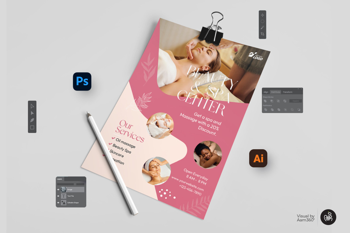Beauty & Spa Center Flyer Template, a Flyer Template by Aam360 (Photo 3 of 3)