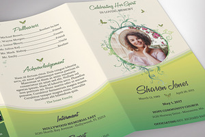 Green Legal Trifold Funeral Program