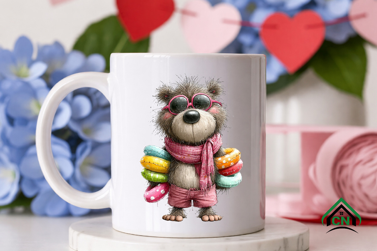 Funny Summer Teddy Bear Clipart, an Illustration by Craft Nest (Photo 8 of 12)