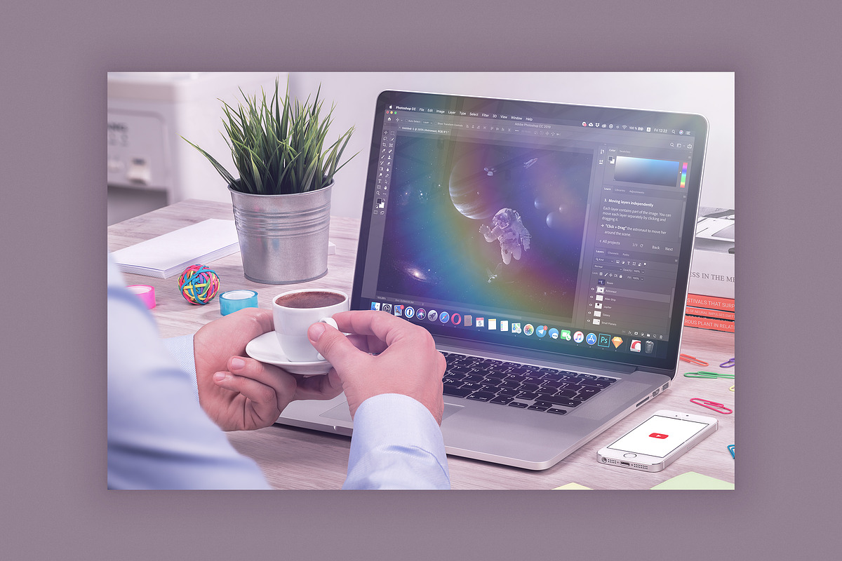 Macbook Workspace Mockups, an iPhone Mockup by Mockups & Illustrations (Photo 5 of 9)