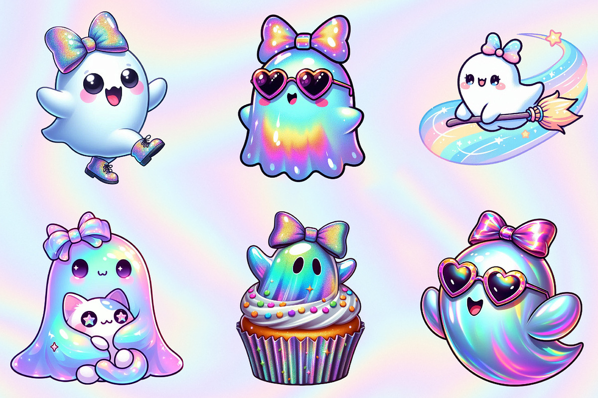 Halloween Iridescent Cute Ghost, an Illustration by RobertsArt (Photo 6 of 7)