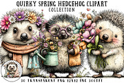 Quirky Spring Hedgehog Clipart, an Illustration by OK Design (Thumbnail 1 of 6)