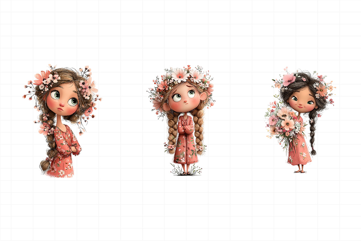 Floral Girl with Braids PNG Clipart, an Illustration by Daily.Designs (Photo 6 of 7)