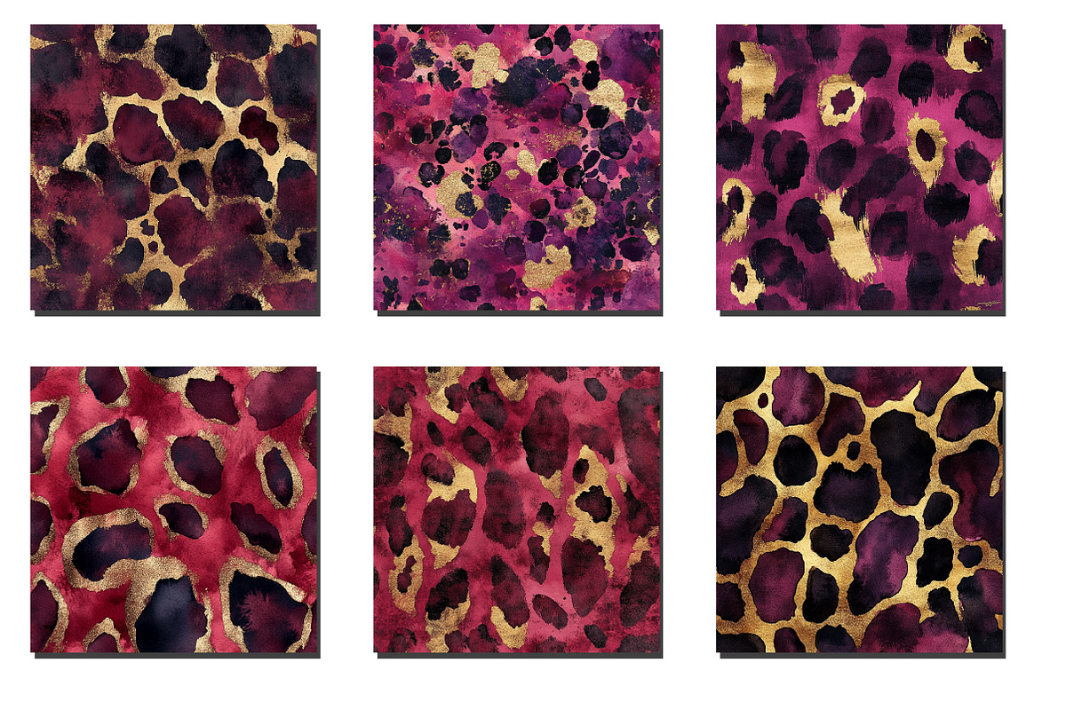 Burgundy and Gold Leopard Digital Pa, an Illustration by Designworld (Photo 4 of 5)