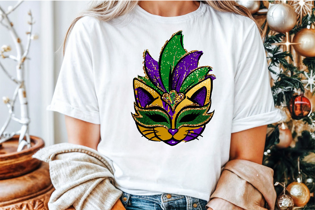 Whimsical Mardi Gras Cat Clipart, an Illustration by Sublimation Artist (Photo 6 of 6)
