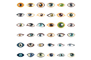 Eyes icons set flat vector. Face, an Object Illustration by Ylivdesign
