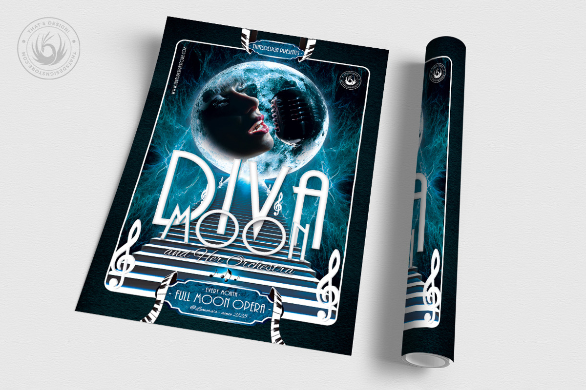 Full Moon Opera Flyer Template, a Flyer Template by ThatsDesign Art