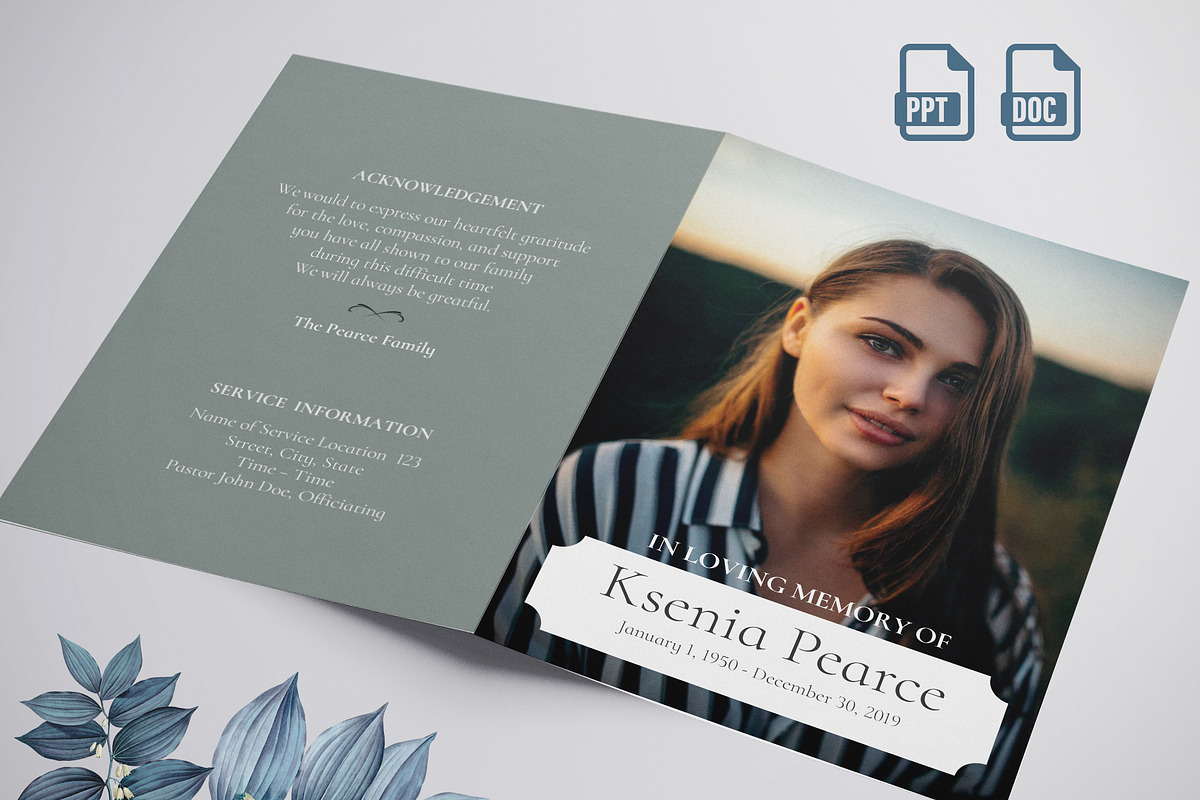 funeral program printing template, a Templates & Theme by TemplateLab (Photo 1 of 2)