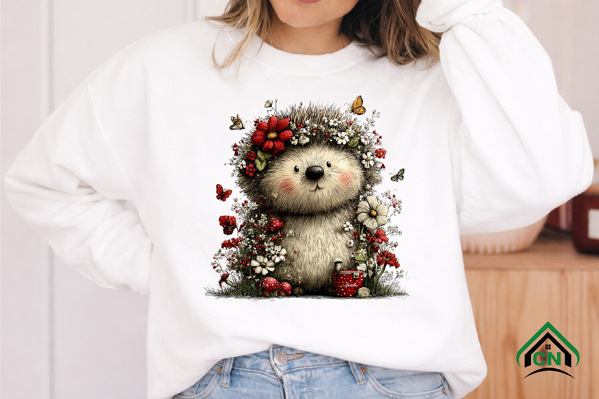 Whimsical Summer Hedgehog Clipart, an Illustration by Craft Nest (Photo 7 of 12)