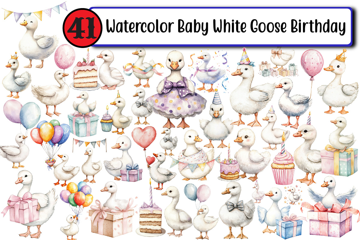 Baby White Goose Birthday, an Illustration by Design Market (Photo 1 of 3)