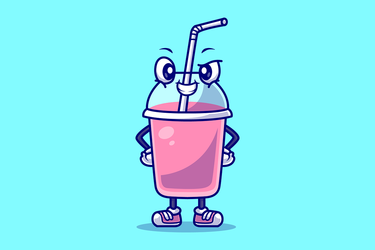 Cute Milkshake With Straw Cartoon, a Food Illustration by Catalyst Labs