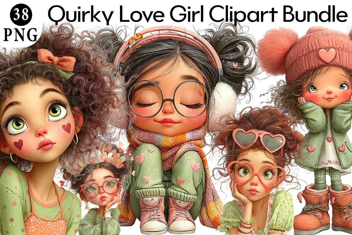 Quirky Love Girl Clipart, an Illustration by Daily.Designs (Photo 1 of 5)