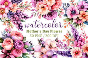 Watercolor Mother's Day Flower PNG, an Illustration by Craft Nest
