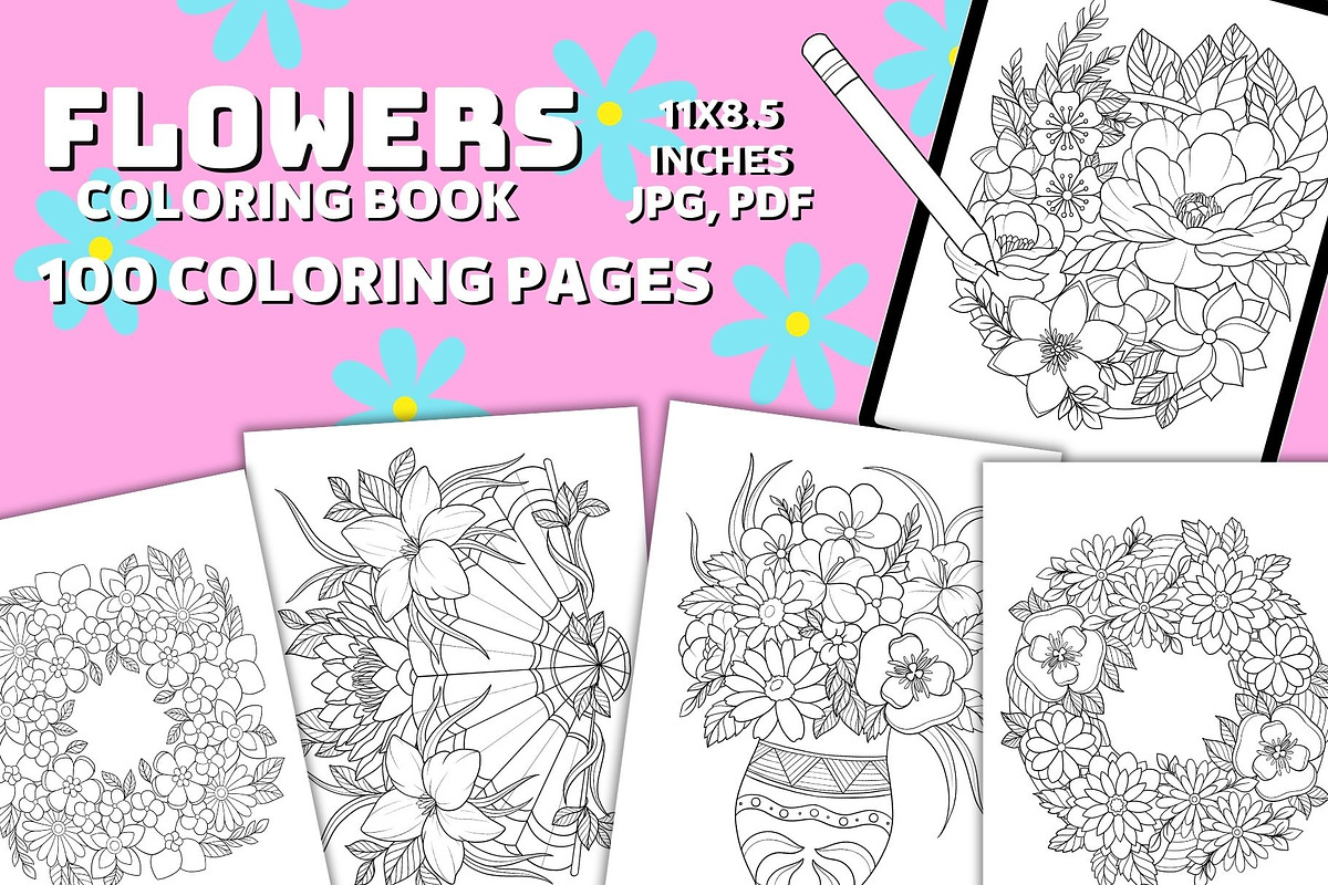 Flowers Coloring Book, a Decorative Illustration by Line Store (Photo 1 of 7)