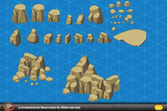 Limestone Rock Isometric Elements
