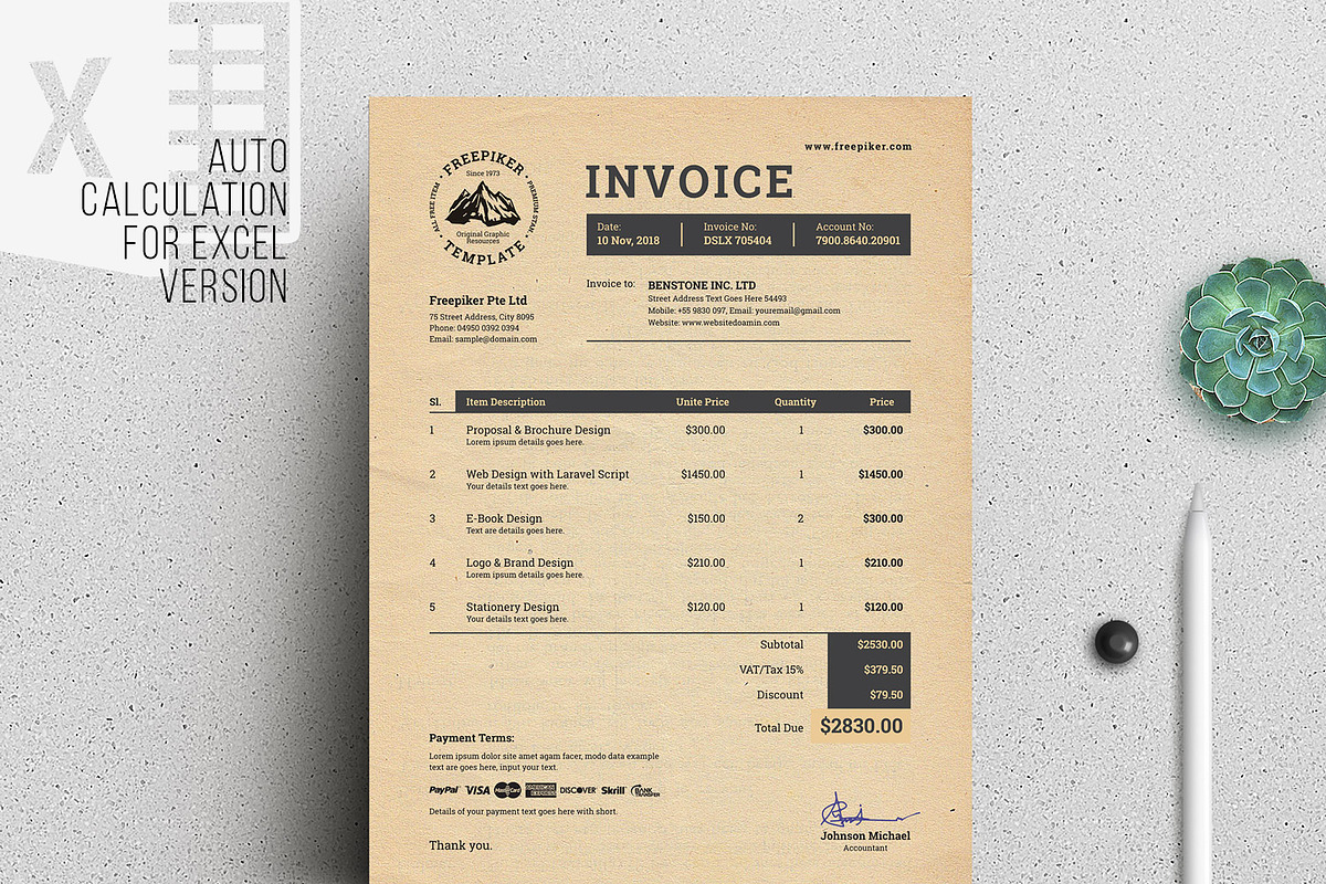 Retro Invoice | Excel & More Formats preview 4