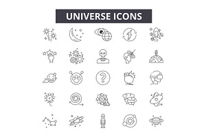 Universe Line Icons, Signs Set