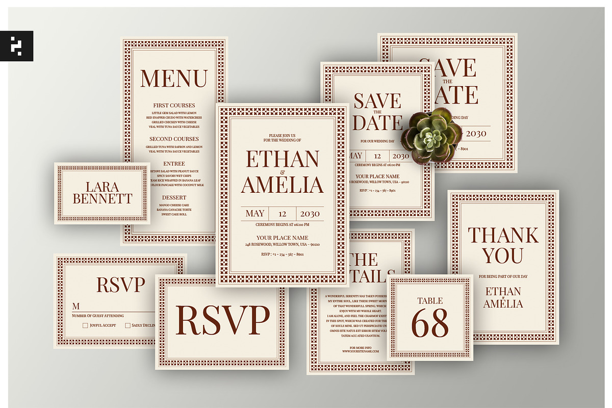 Elegant Wedding Invitation Suite
