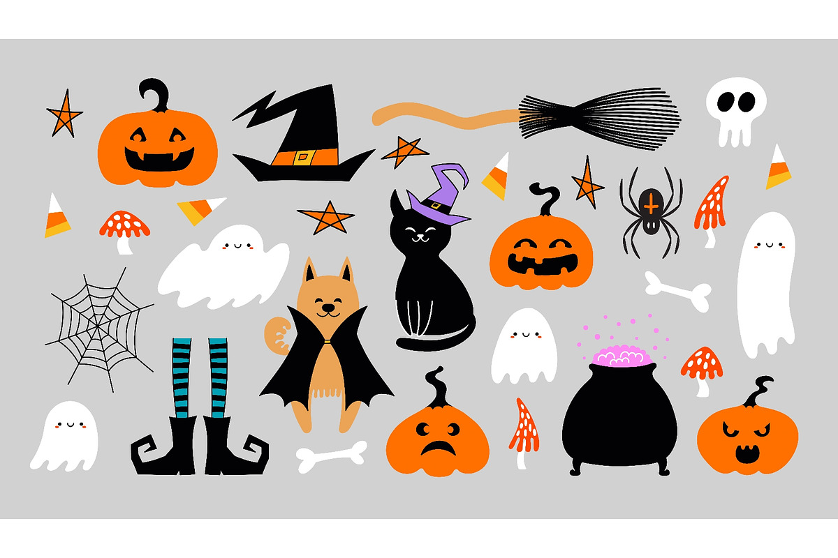 Cute Halloween illustration set, a Seasonal Illustration by sceptical cactus (Photo 1 of 3)