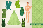 Vector set of green dresses, an Illustration by Alenarozova (Thumbnail 2 of 2)
