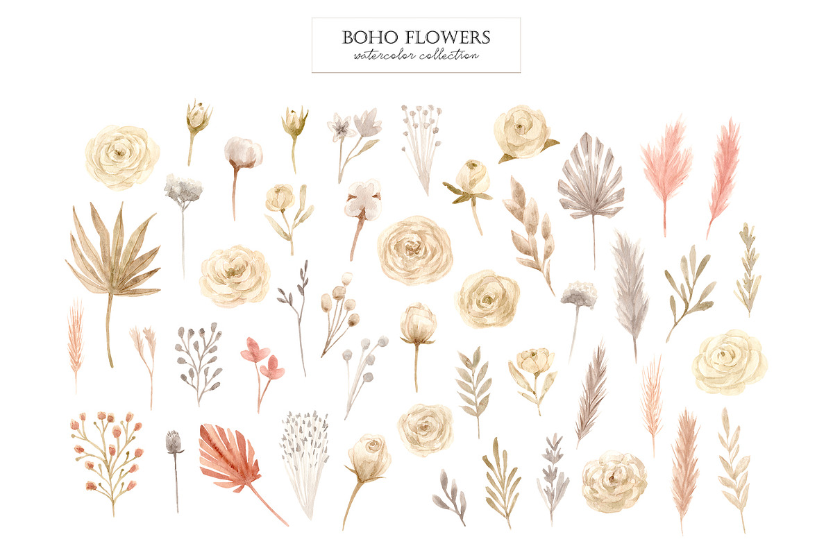 Boho Flowers. Watercolor Collection, a Decorative Illustration by Slastick (Photo 2 of 8)