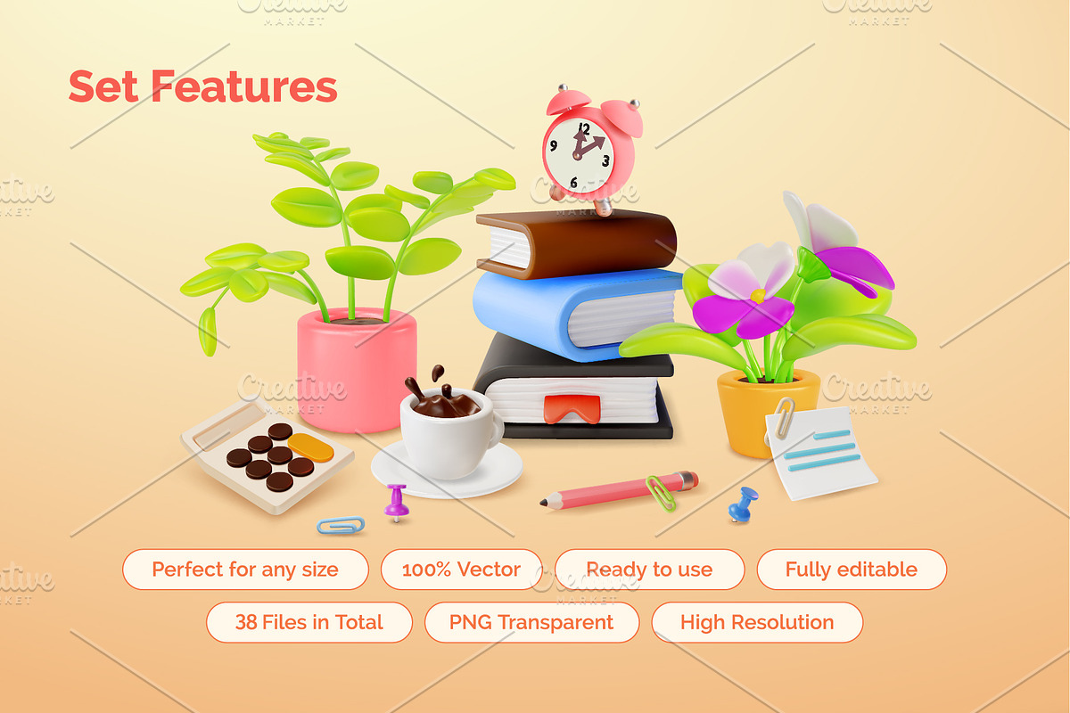 3d Office Desk Illustration Set, an Object Graphic by 35lab (Photo 4 of 7)
